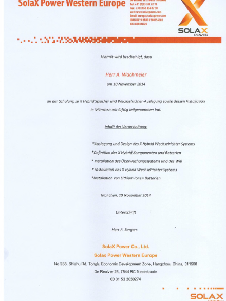 SolaX Speicher und Wechselrichter bei Pickel Elektro- und Sanitär GmbH in Leutershausen