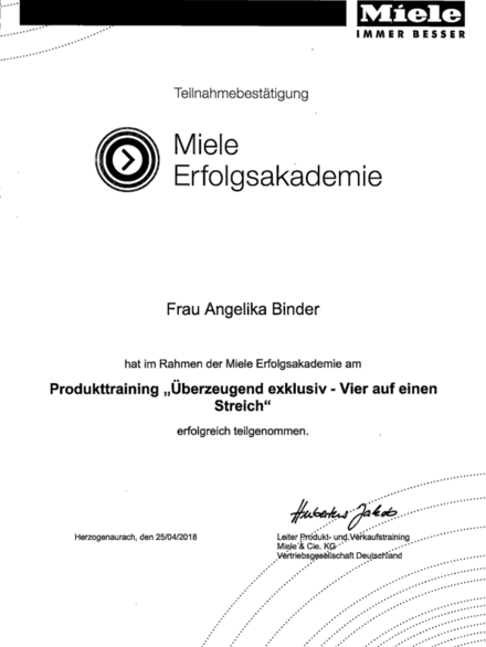 Miele Erfolgsakademie bei Pickel Elektro- und Sanitär GmbH in Leutershausen