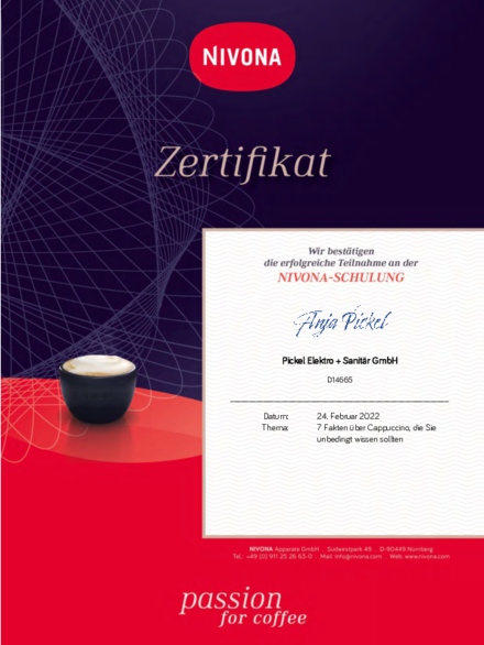 Nivona-Schulung bei Pickel Elektro- und Sanitär GmbH in Leutershausen